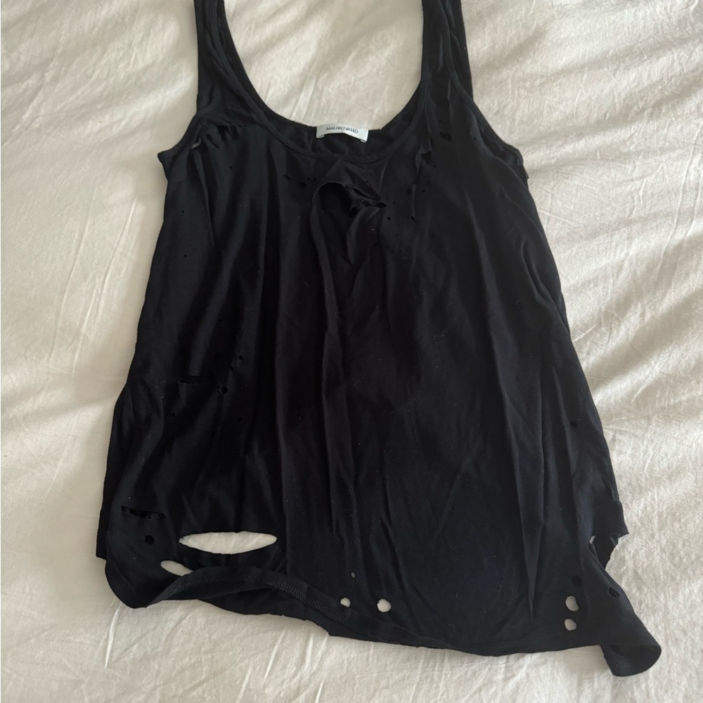 Black cotton tank with holes